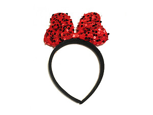Girls Red Big Sequin Bow Knot Headband Party Hair Accessory