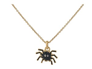 Dainty Goldtone Black Spider Pendant Necklace