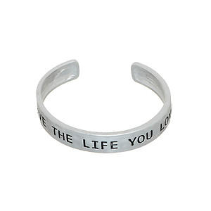 Silvertone Live The Life You Love Hammered Metal Cuff Bracelet