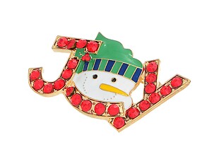 Snowman Joy Accented Holiday Pin Brooch
