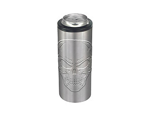 12 oz Silver Skeleton Face Roughneck Stainless Steel Can Cooler Slim Can Insulator