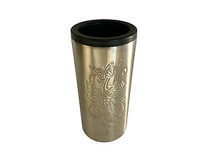 12 oz Silver Butterfly Roughneck Stainless Steel Can Cooler Slim Can Insulator
