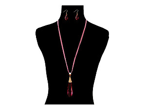 Teardrop Stone Chain Layered Long Necklace Set