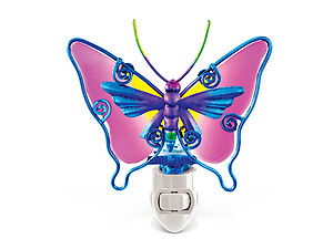 Butterfly Handcraft Art Glass and Metal Decorative Night Light