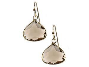 Trillion Cut Faceted Lucite Stone Metal Frame Fish Hook Earrings