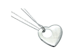 Metal Heart Scratched Charm Necklace