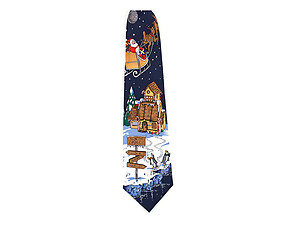Boy's Navy North Pole 100% Polyester Christmas Tie