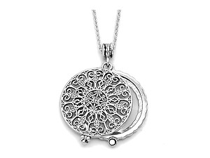 Silvertone Filigree Magnifying Glass Pendant Necklace