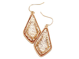 Gold & Worn Gold Glitter Geometric Dangle Fish Hook Earrings