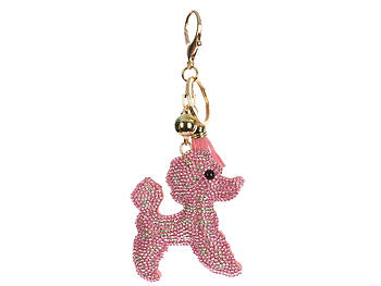 Occasions Gift Giving Pink Poodle Tassel Bling Faux Suede Stuffed Pink Poodle Tassel Bling Faux Suede Stuffed Pillow Key Chain Handbag Charm