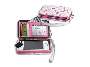 Ribbon & Heart Breast Cancer Smartphone Case Wristlet