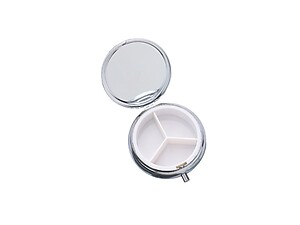 Red Bling Round Mirror Compact Pill Organizer Case