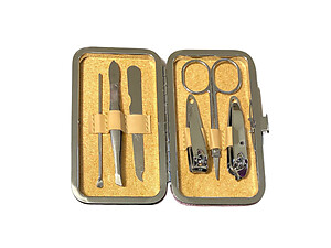 Gold Metallic Glitter 6 Pc Manicure Set in Padded Case