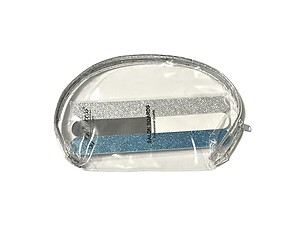 Silver Trim Large Zipper Cosmetic Bag & 3 Pack Blue/Silver Glitter Nail File Set
