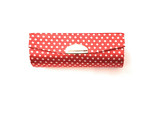 Red Colorful Polka Dot Lipstick Case Holder w/ Mirror