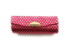 Pink Colorful Polka Dot Lipstick Case Holder w/ Mirror