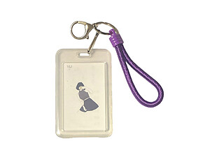 Purple Transparent Hard Plastic ID Badge Holder & Key Chain
