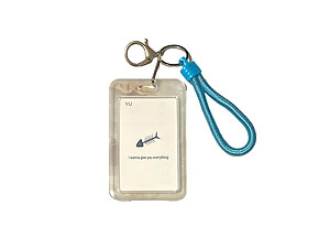 Turquoise Transparent Hard Plastic ID Badge Holder & Key Chain