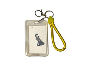Yellow Transparent Hard Plastic ID Badge Holder & Key Chain