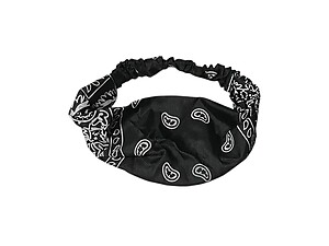 Black Paisley Wide Headband Hair Accessory w/ Elastic Back