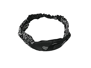 Black Paisley Wide Headband Hair Accessory w/ Elastic Back