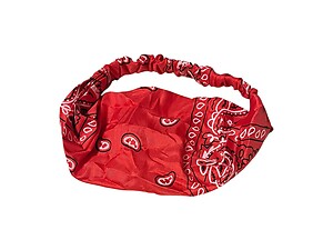 Red Paisley Wide Headband Hair Accessory w/ Elastic Back