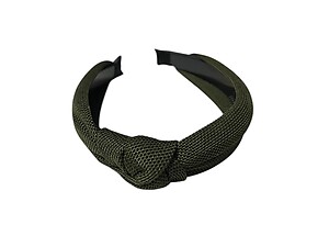 Olive Wide Textured Fabric Fashion Headband w/ Knot