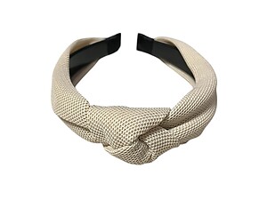Beige Wide Textured Fabric Fashion Headband w/ Knot