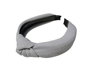 Gray Wide Textured Fabric Fashion Headband w/ Knot