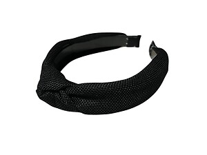 Black Wide Textured Fabric Fashion Headband w/ Knot