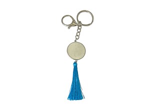 Colorful Evil Eye Metal Keychain with Blue Tassel