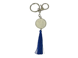 Colorful Evil Eye Metal Keychain with Blue Tassel