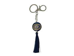 Colorful Evil Eye Metal Keychain with Blue Tassel