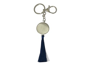 Colorful Evil Eye Metal Keychain with Dark Blue Tassel