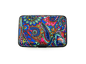 Flower Theme Print Ultra Slim & Lightweight Aluminum Wallet Credit Card Holder