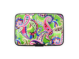 Flower Theme Print Ultra Slim & Lightweight Aluminum Wallet Credit Card Holder