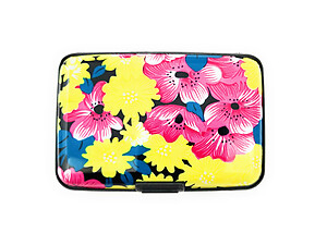 Flower Theme Print Ultra Slim & Lightweight Aluminum Wallet Credit Card Holder