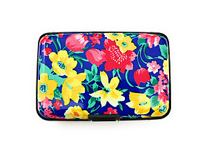 Flower Theme Print Ultra Slim & Lightweight Aluminum Wallet Credit Card Holder