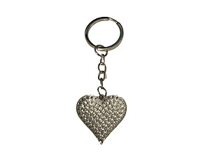 Topaz & Silvertone Crystal Stone Heart Shaped Pendant Keychain