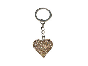 Topaz & Silvertone Crystal Stone Heart Shaped Pendant Keychain