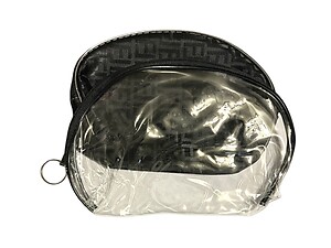 Black & Clear 2 Piece Large Vinyl Zipper Cosmetic Bag Set