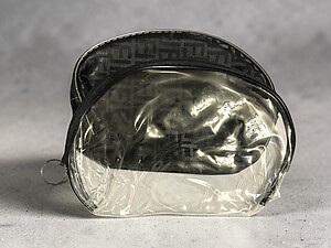 Black & Clear 2 Piece Large Vinyl Zipper Cosmetic Bag Set