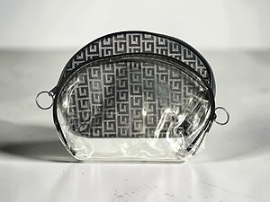 Gray & Clear 2 Piece Large Vinyl Zipper Cosmetic Bag Set
