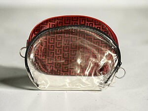 Red & Clear 2 Piece Large Vinyl Zipper Cosmetic Bag Set
