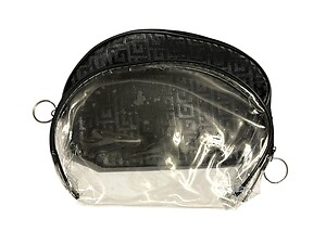 Black & Clear 2 Piece Large Vinyl Zipper Cosmetic Bag Set