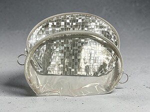 Silver Metallic Look & Clear 2 Piece Large Zipper Cosmetic Bag Set
