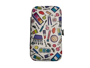 Red Trim Cosmetic Bag & Beauty Tools Padded Manicure Kit 2 Piece Set
