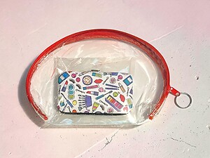 Red Trim Cosmetic Bag & Beauty Tools Padded Manicure Kit 2 Piece Set