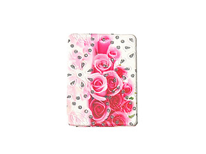 Rose Theme Double Compact Mirror w/ Crystal Stones