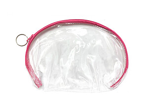 Pink Trim Large Zipper Cosmetic Bag & Coin Purse Set